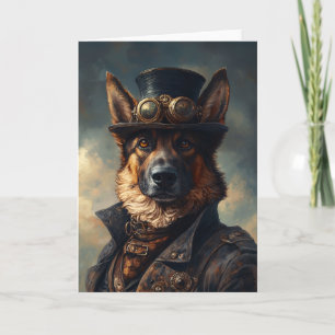 Steampunk Duitse herder in hoge hoed Kaart