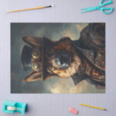 Steampunk Duitse herder in hoge hoed Tissuepapier (Craft)