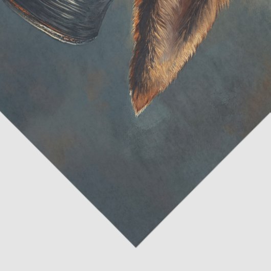 Steampunk Duitse herder in hoge hoed Tissuepapier (Detail)