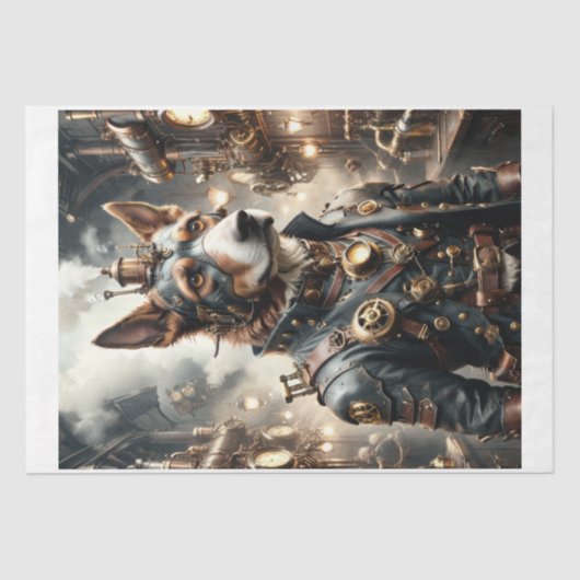 Steampunk Duitse herdershond in een oven Tissuepapier (Voorkant)