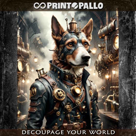 Steampunk Duitse herdershond in een oven Tissuepapier