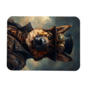 Steampunk Duitse Herdershond in Hoed Flexibel Magneet (Horizontaal)