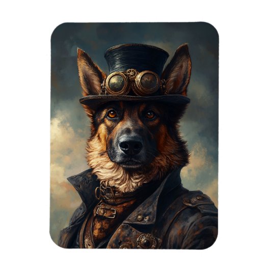 Steampunk Duitse Herdershond in Hoed Flexibel Magneet (Verticaal)
