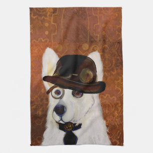 Steampunk Duitse Herdershond Theedoek