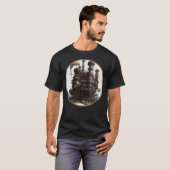 Steampunk Dystopian City Retro Scifi Mechanical Ge T-shirt (Voorkant volledig)