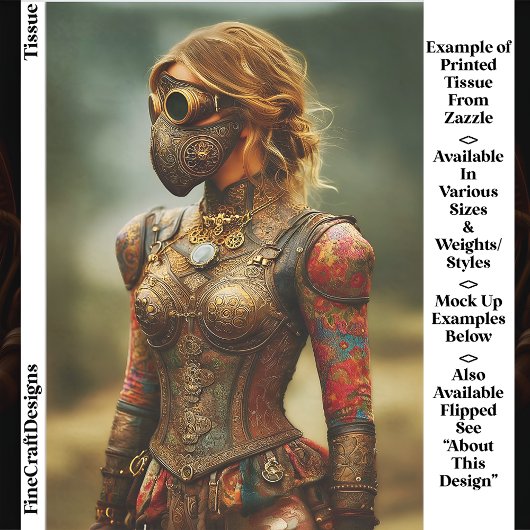 Steampunk Dystopian Woman, Armor EK3L Decoupage Tissuepapier