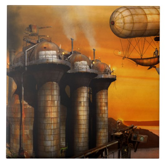 Steampunk - Dystopie - De buitenpost Tegeltje (Voorkant)