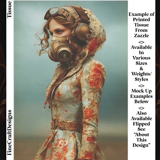 Steampunk Dystopische vrouw in masker EK4L Decoupa Tissuepapier