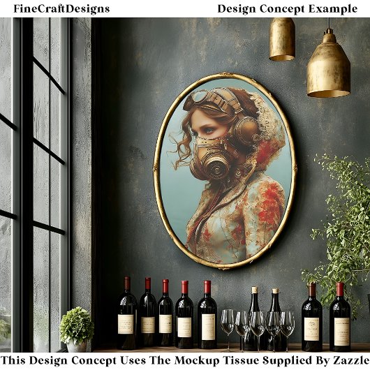 Steampunk Dystopische vrouw in masker EK4L Decoupa Tissuepapier