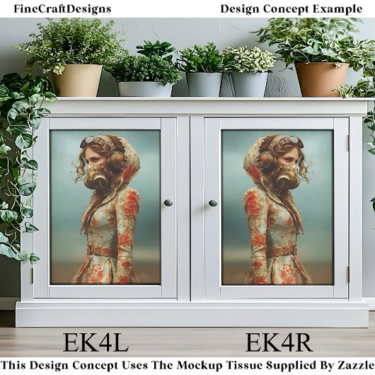 Steampunk Dystopische vrouw in masker EK4L Decoupa Tissuepapier