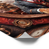 Steampunk edele kat in een industriële wereld poster (Hoek)