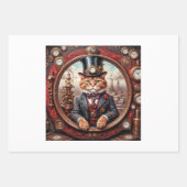 Steampunk edele rode kat in een lijst - Decoupage Inpakpapier Vel (Voorkant 2)