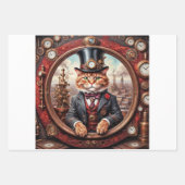 Steampunk edele rode kat in een lijst - Decoupage Inpakpapier Vel (Voorkant)