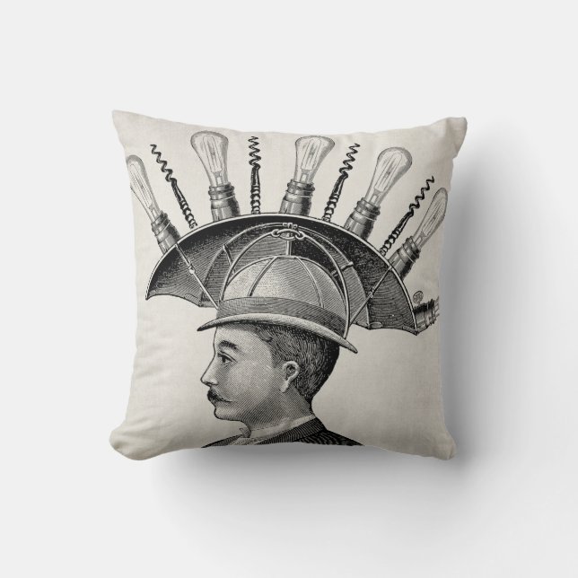Steampunk Edison Electricity Light Pillow Kussen (Voorkant)