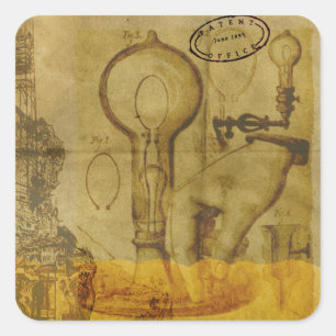 Steampunk Edison gloeilamp Patent Kantoor Stickers