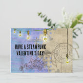 Steampunk Edison Lichten op een Valentijnsdag met Feestdagenkaart (Staand voorkant)