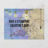 Steampunk Edison Lichten op een Valentijnsdag met  Feestdagenkaart (Voorkant)