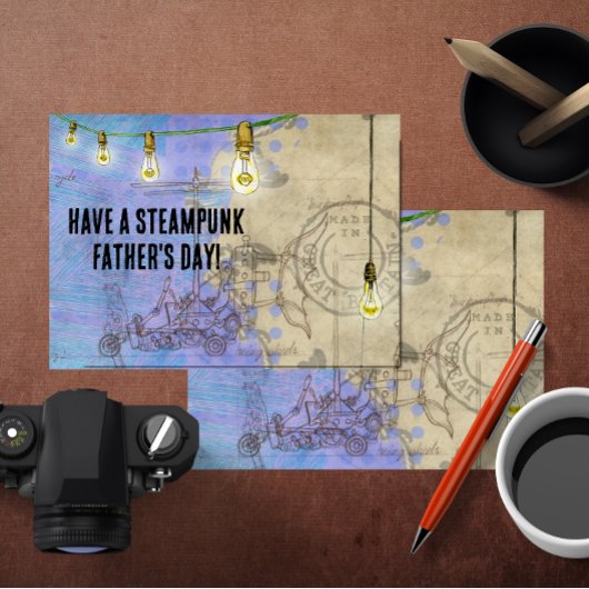 Steampunk Edison Lights op een Vaderdag Feestdagenkaart
