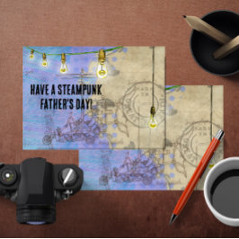 Steampunk Edison-verlichting op een draad Vaderdag Feestdagen Kaart