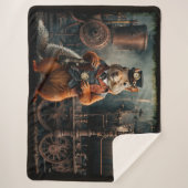 Steampunk Eekhoorn en Trein Sherpa Deken (Voorkant)