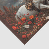 Steampunk Eenhoorn in magische bloemenplaneet Tissuepapier (Detail)