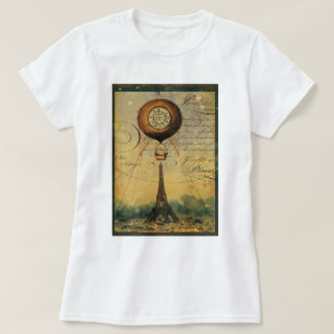 Steampunk Eiffel Tower & Hot Air-ballon T-shirt