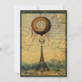 Steampunk Eiffel Tower Invitation Style Kaart (Voorkant)