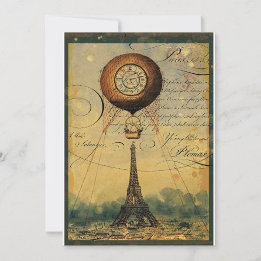 Steampunk Eiffel Tower Invitation Style Kaart (Voorkant)