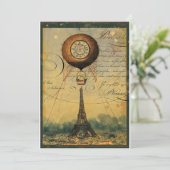 Steampunk Eiffel Tower Invitation Style Kaart (Staand voorkant)
