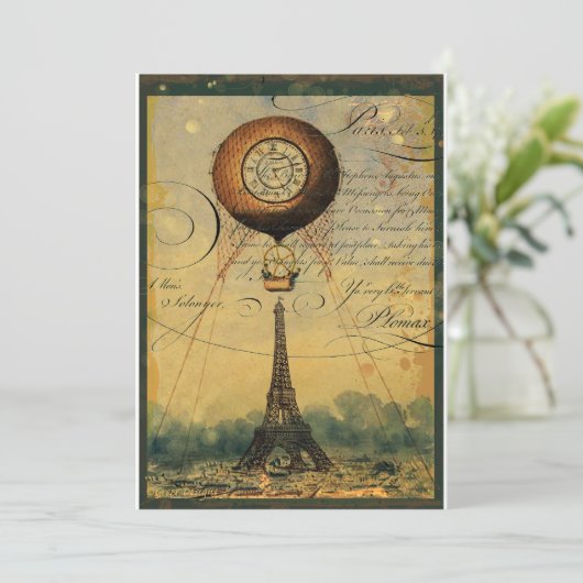 Steampunk Eiffel Tower Invitation Style Kaart (Staand voorkant)