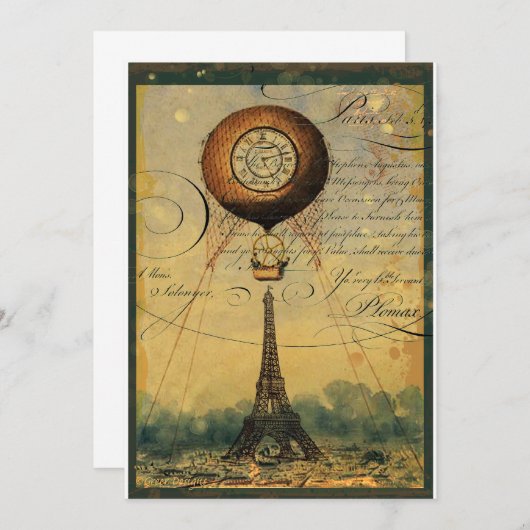 Steampunk Eiffel Tower Invitation  Style Kaart (Voorkant / Achterkant)