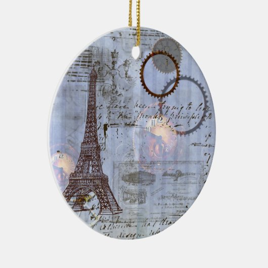 Steampunk Eiffel Tower kerstversiering Keramisch Ornament (Rechts)