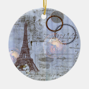 Steampunk Eiffel Tower kerstversiering Keramisch Ornament
