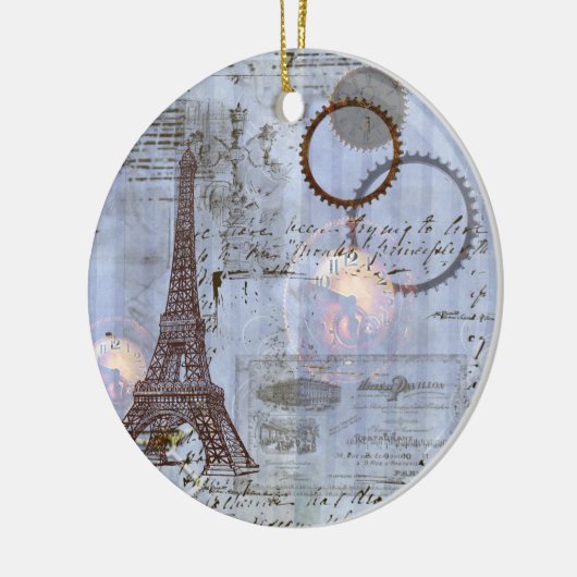 Steampunk Eiffel Tower kerstversiering Keramisch Ornament (Links)