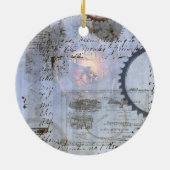 Steampunk Eiffel Tower kerstversiering Keramisch Ornament (Achterkant)