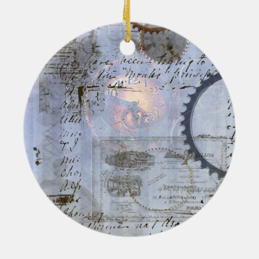 Steampunk Eiffel Tower kerstversiering Keramisch Ornament (Achterkant)