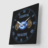 Steampunk ~ Electronic Blue Wave ~ Time Machine ~ Vierkante Klok (Hoek)