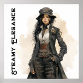 Steampunk Elegance Jonge Vrouw  Poster (Voorkant)
