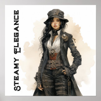 Steampunk Elegance Jonge Vrouw  Poster