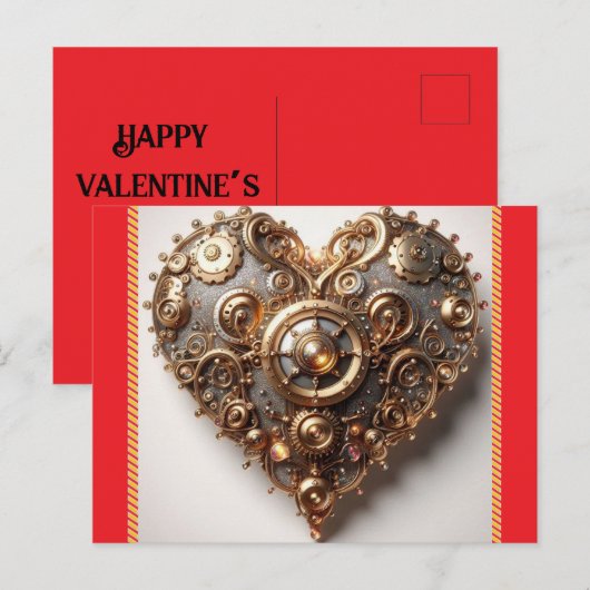 Steampunk Elegant Clockwork Gear Heart Briefkaart (Voorkant / Achterkant)