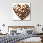 Steampunk Elegant Clockwork Gear Heart Canvas Afdruk (Insitu (Slaapkamer))