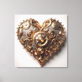 Steampunk Elegant Clockwork Gear Heart Canvas Afdruk
