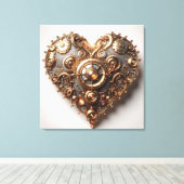 Steampunk Elegant Clockwork Gear Heart Canvas Afdruk (Insitu (Houten vloer))