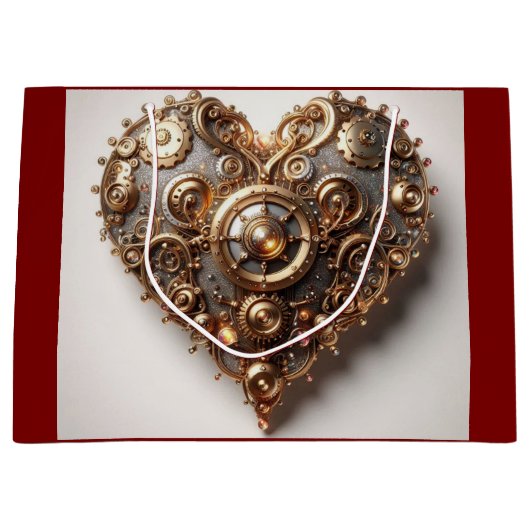 Steampunk Elegant Clockwork Gear Heart Groot Cadeauzakje (Voorkant)