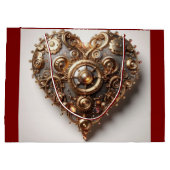 Steampunk Elegant Clockwork Gear Heart Groot Cadeauzakje (Achterkant)