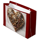 Steampunk Elegant Clockwork Gear Heart Groot Cadeauzakje (Voorkant Gekanteld)