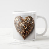 Steampunk Elegant Clockwork Gear Heart Grote Koffiekop (Rechts)