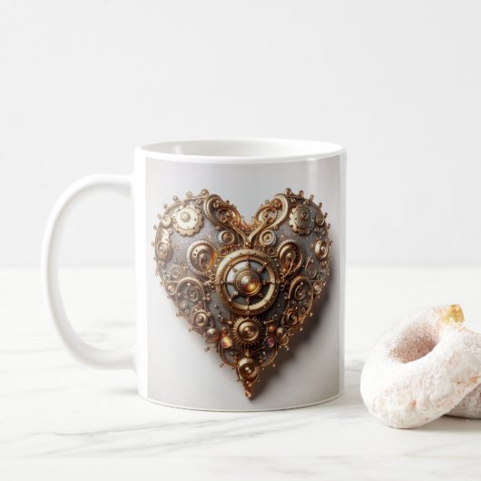 Steampunk Elegant Clockwork Gear Heart Koffiemok (Met donut)