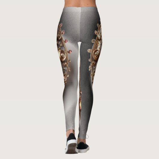 Steampunk Elegant Clockwork Gear Heart Leggings (Achterkant)