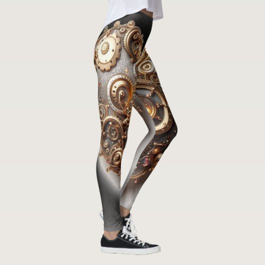 Steampunk Elegant Clockwork Gear Heart Leggings (Rechts)